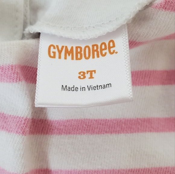 Gymboree Pink & White Striped Long-sleeved Flower shirt|Size:3T - Picture 4 of 6